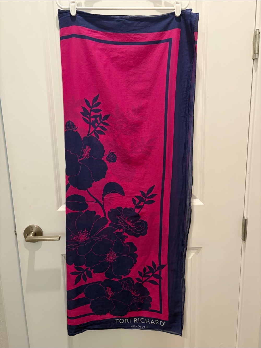 Tori Richard Magenta and Navy Floral Wrap pareo